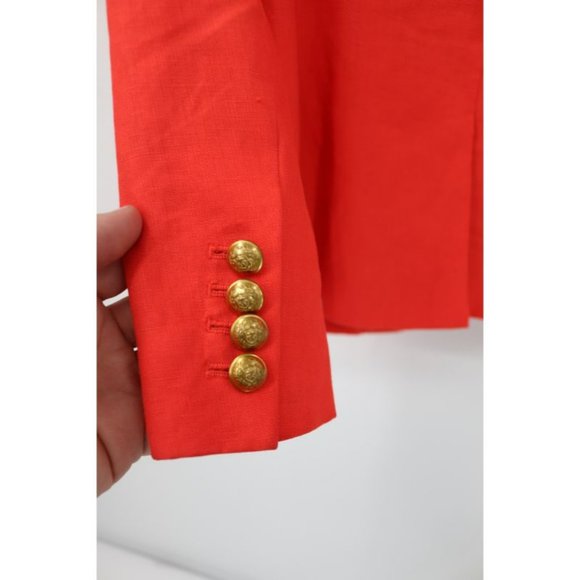 J.CREW blazer Women Size 4 Rhodes Linen Fiery Sunset Gold Buttons jacket - Picture 5 of 15